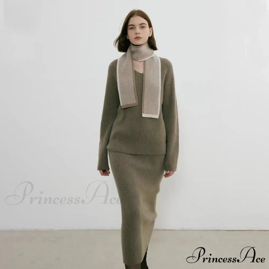 Neckerchief Women Retro Style Block Color Warm Scarf