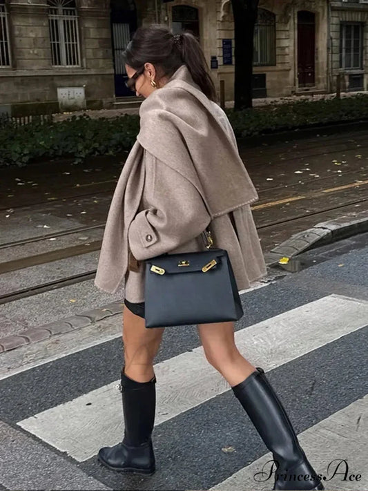 Neckwear Collar Woolen Mixes Brief Coat coats-241228