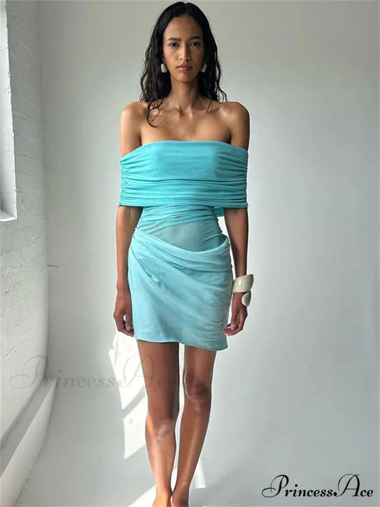 Net Patchwork Transparent Mini Dress minidress-250223