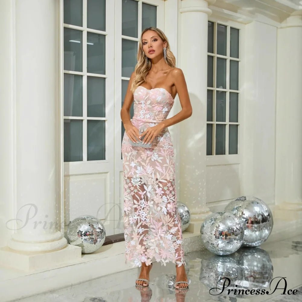 Net Sparkle Bandeau Sophisticated Prom Dress promdress-250223