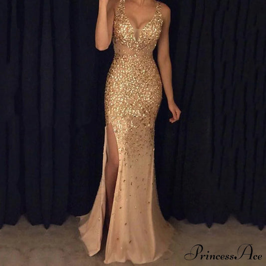 New Fashion Split Evening Maxi Dress