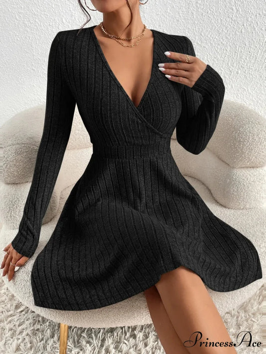 New Thin Attractive Sheath Dress Waist Reducing Short Little Black Dress black / XS knittop-250126