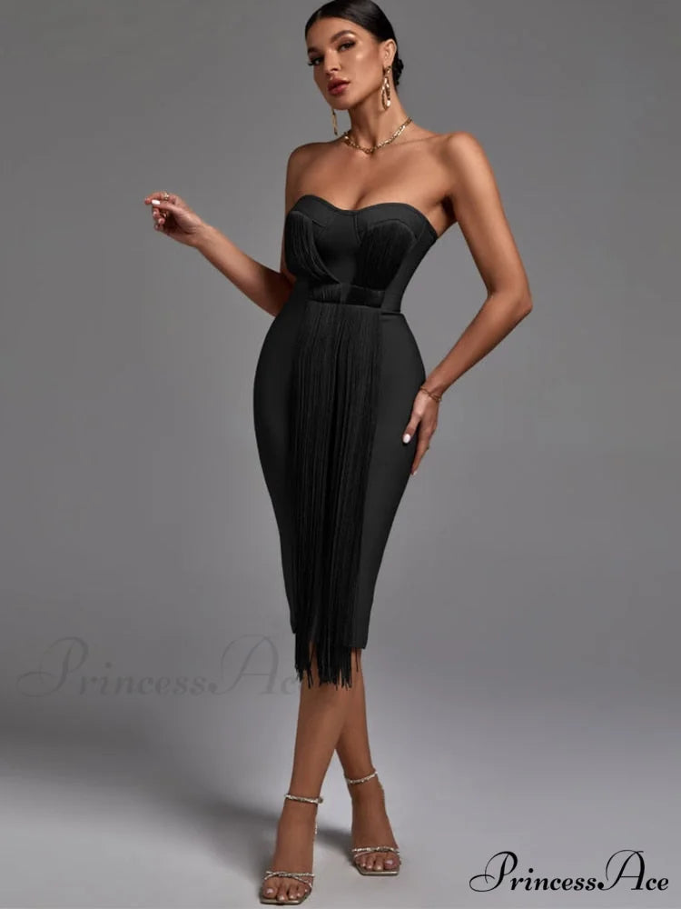 New Women Green Bandage Dress Black / XS