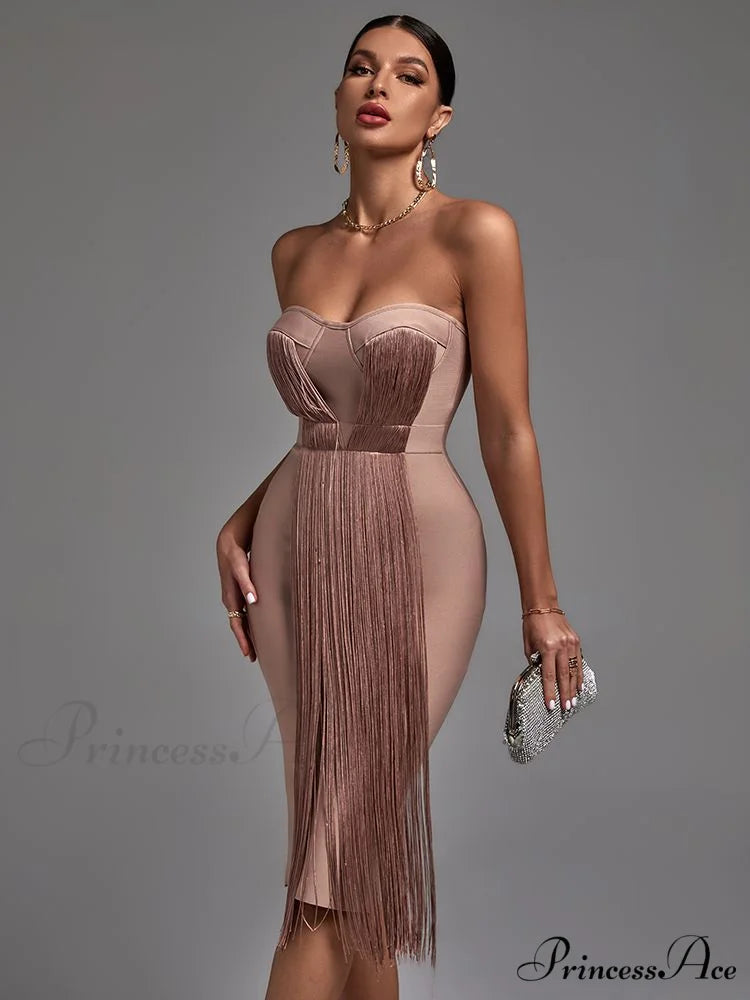 New Women Green Bandage Dress Khaki / XS