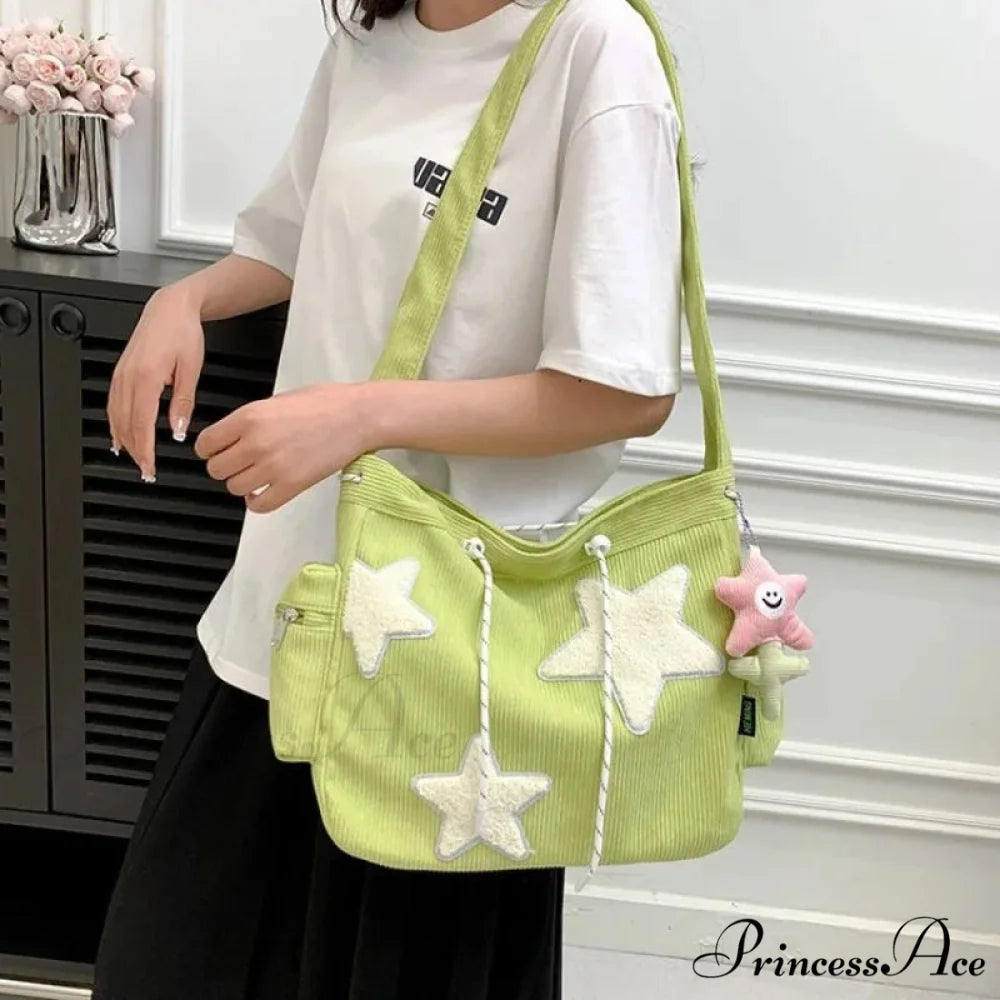 Niche Stylish Corduroy Crossbody green w p crossbody-250126
