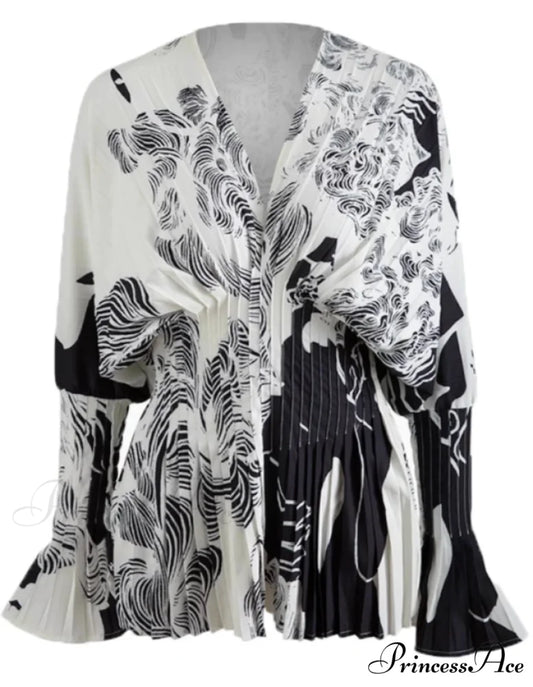 Odette Blouse M / Black/White