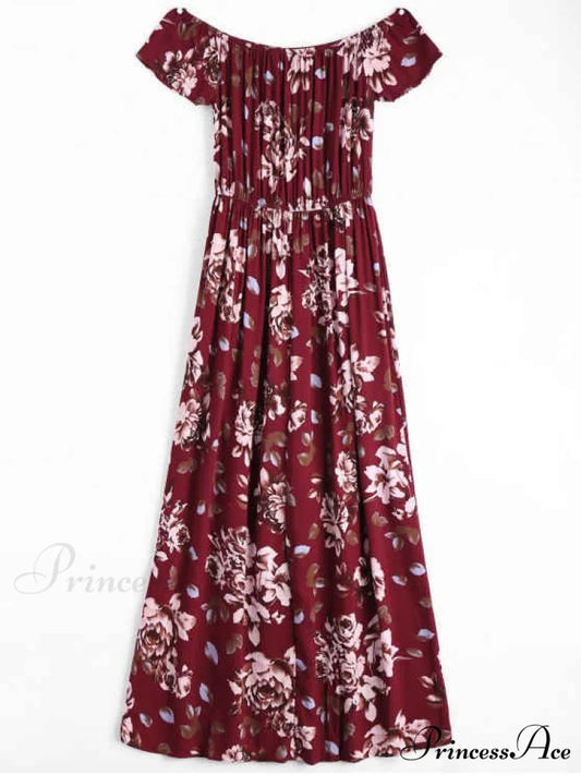 Off Asymmetric Design Flowered The Shoulder Dress