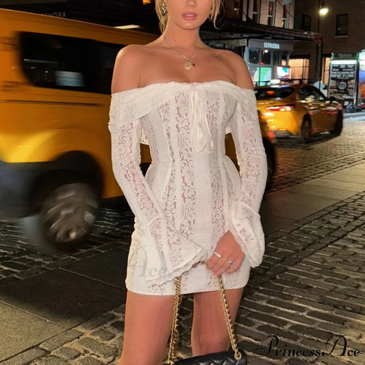 Off-Shoulder Bow Gathered Mini Dress minidress-250223