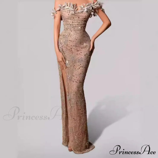 Off-the-shoulder Cutout Bandeau Full Length Prom Gown promdress-250223