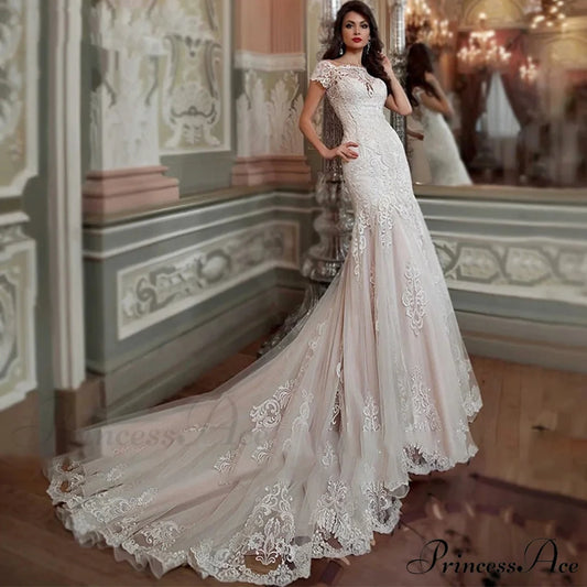 Off-The-Shoulder Lace Mermaid Bridal Gown weddingdress-250223