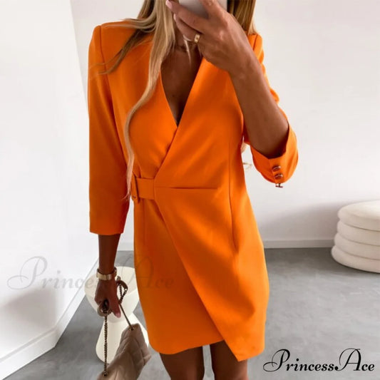 Office Lady Blazer Dress 02 Orange / S