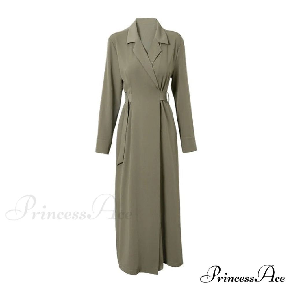 Office Lady Designer Casual Korean Style Dress green / S