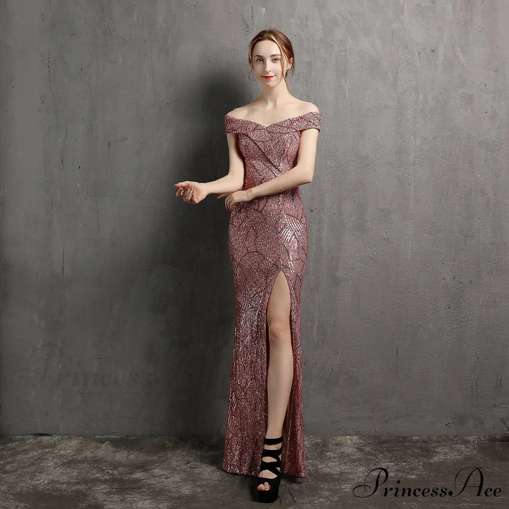 Olivia Formal Stylish Glitter Dress PINK / XS
