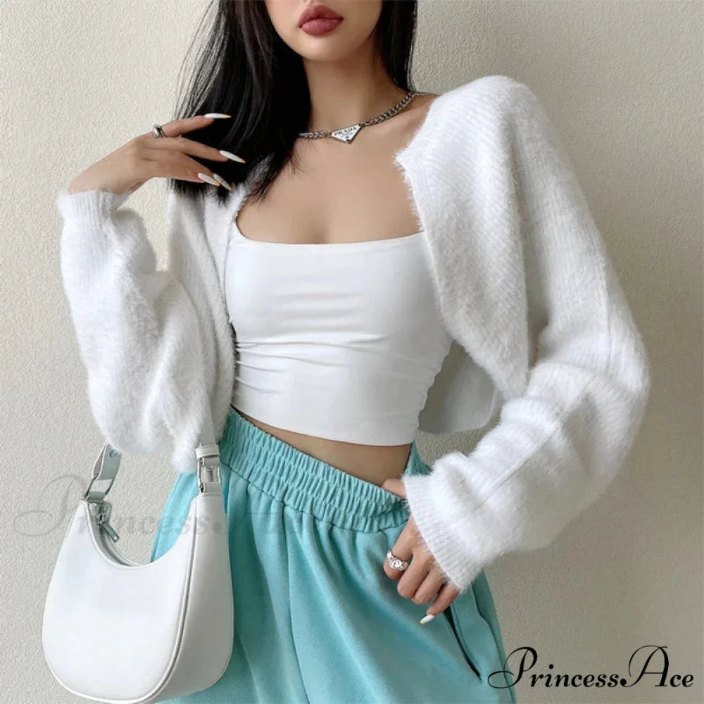 Open Front Cropped Extended Sleeve Cardigan cardigans-241228