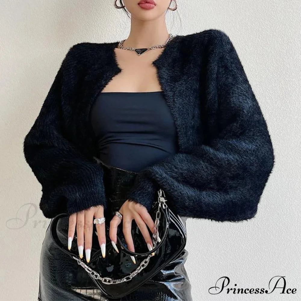 Open Front Cropped Extended Sleeve Cardigan cardigans-241228