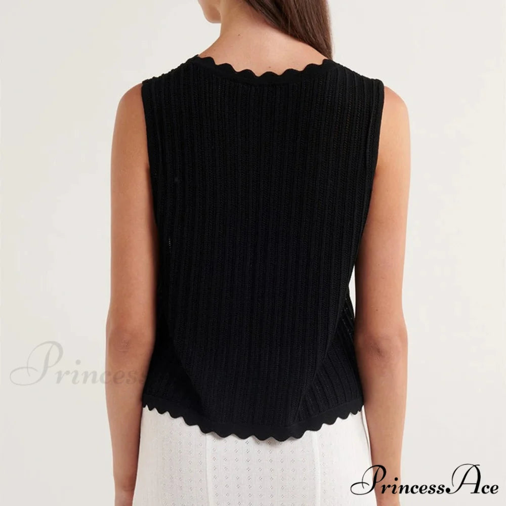 Open Front Knitted Short Top croptop-250223