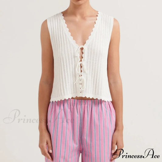 Open Front Knitted Short Top croptop-250223