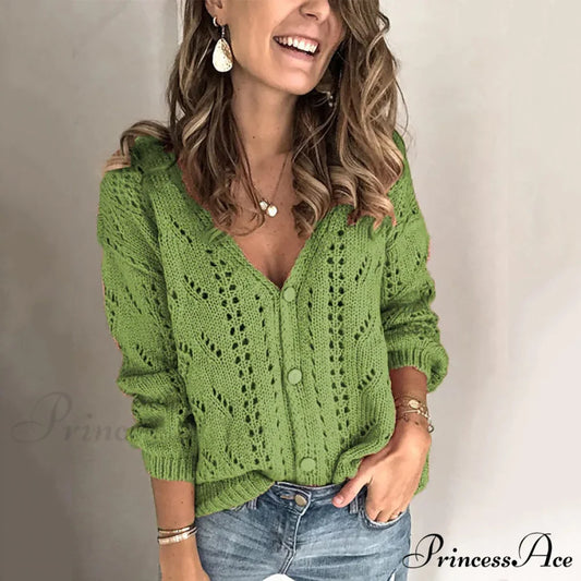 Open Long Knit Women’s Arm Cardigan Green / S