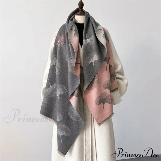 Opulent Cashmere Blossom Pashmina Scarf grey scarf-241228