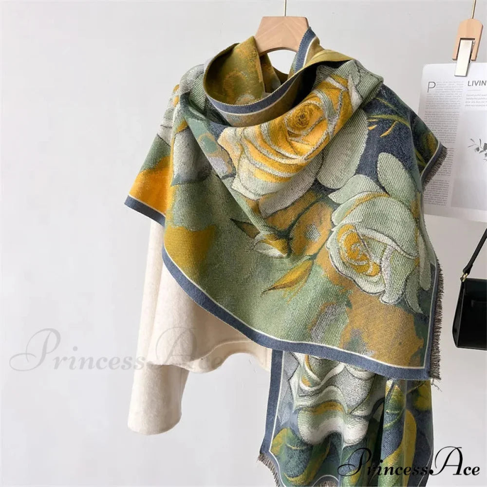Opulent Cozy Wrap Merino Blossom Shawl scarf-241228