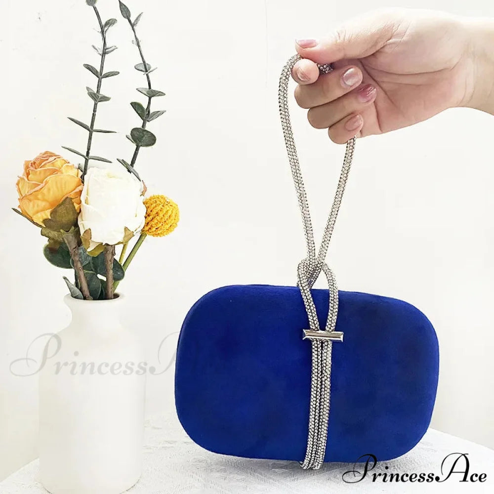 Opulent Crimson Velvet Gem Handle Evening Wedding Tote Handbag clutchbag-250126