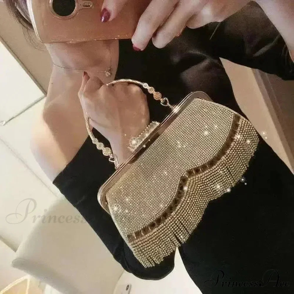 Opulent Diamond Celebration Evening Marriage Clutch Bag Gold clutchbag-250126