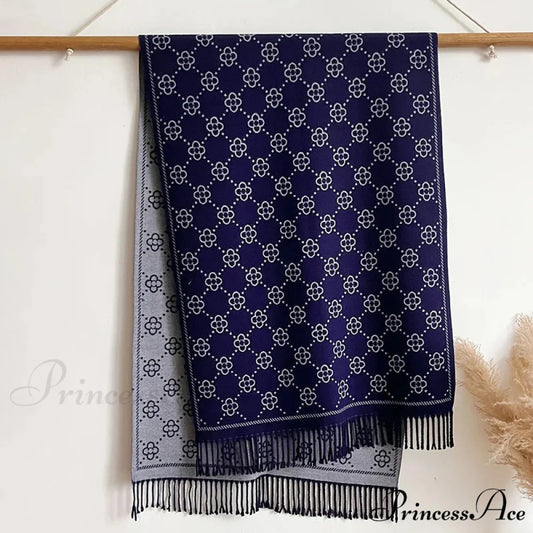 Opulent Flowery Cashmere Winter Scarf black scarf-241228