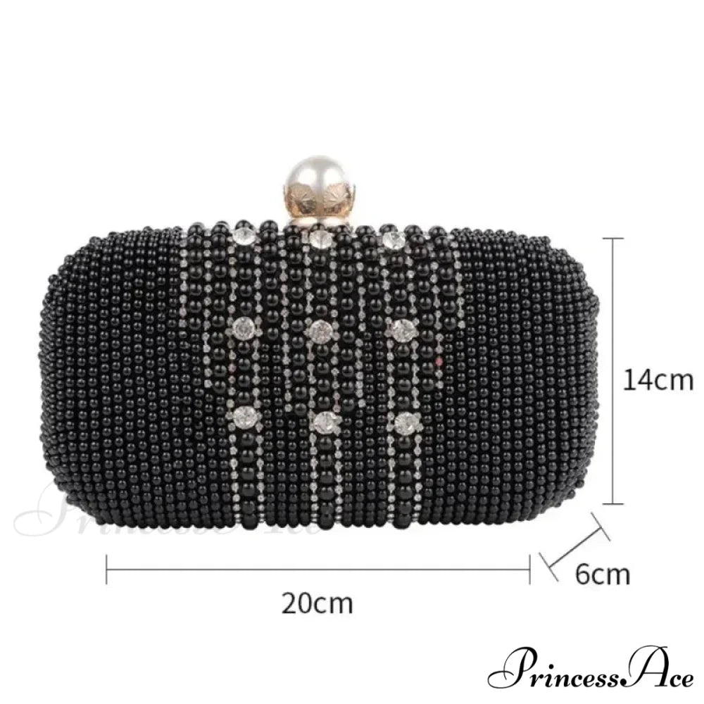 Opulent Gemstone Pearl Beaded Evening Clutch 20cm / As picture wristlet-250126