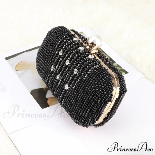 Opulent Gemstone Pearl Beaded Evening Clutch 20cm / As picture wristlet-250126