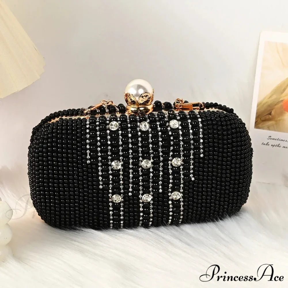 Opulent Gemstone Pearl Beaded Evening Clutch 20cm / As picture wristlet-250126