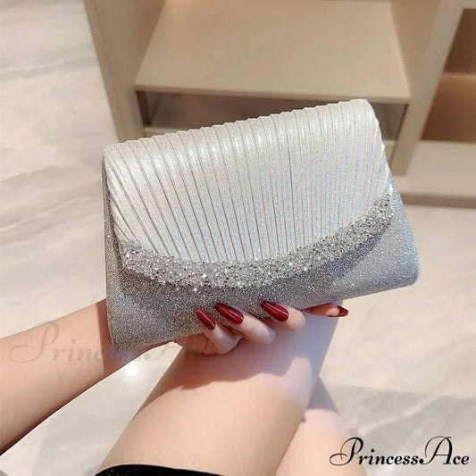 Opulent Sparkling Silver Evening Bag Women Shoulder Bag SILVER clutchbag-250126