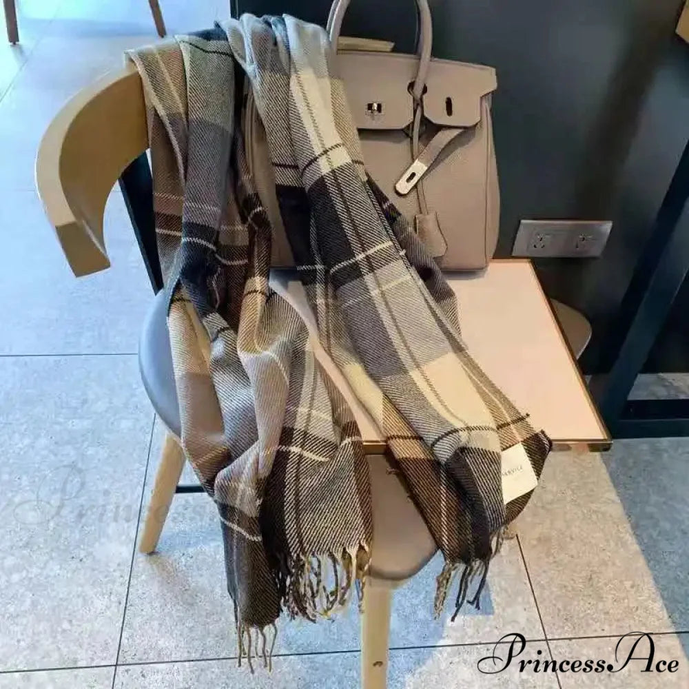 Opulent Tartan Cashmere Extended Bandana Scarf scarf-241228