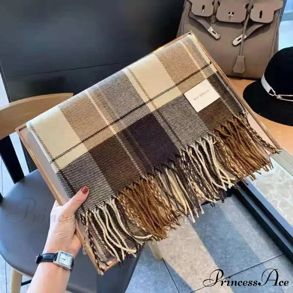 Opulent Tartan Cashmere Extended Bandana Scarf scarf-241228