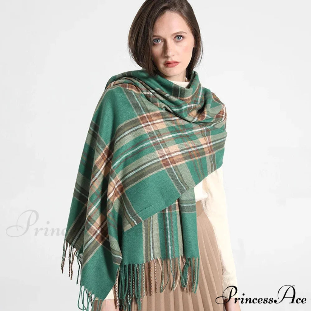 Opulent Tartan Cashmere Extended Bandana Scarf Color4 scarf-241228