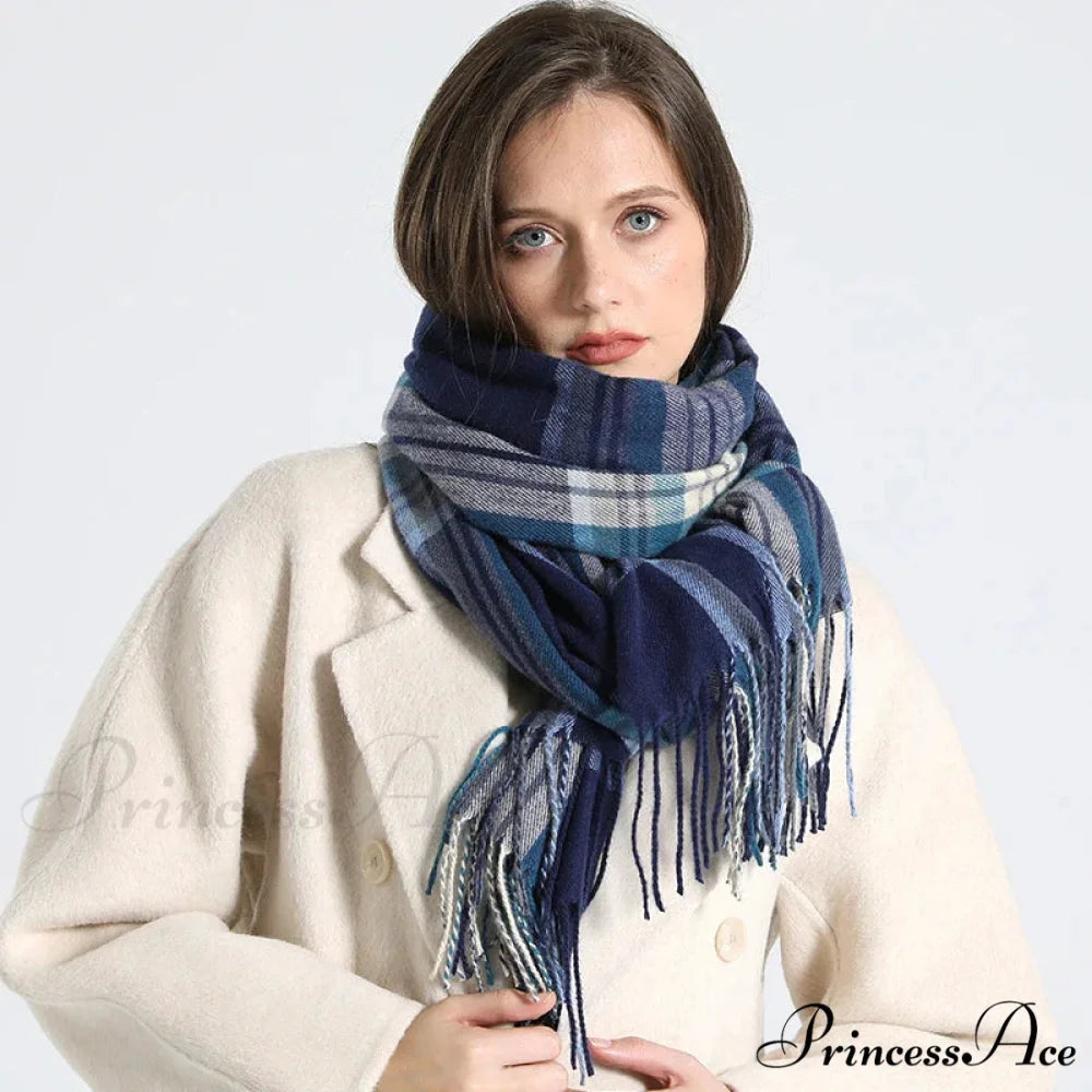 Opulent Tartan Cashmere Extended Bandana Scarf Color7 scarf-241228