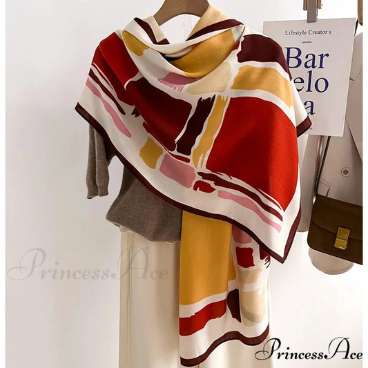 Opulent Wool Cotton Shawl Wrap Scarf red1 scarf-241228