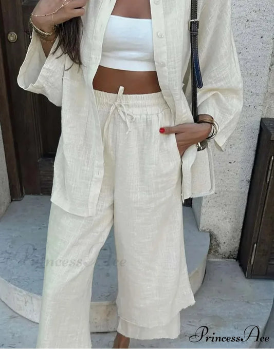 Orange Cotton Drawstring Pants Work Two Piece Set officetwopieceset-250223