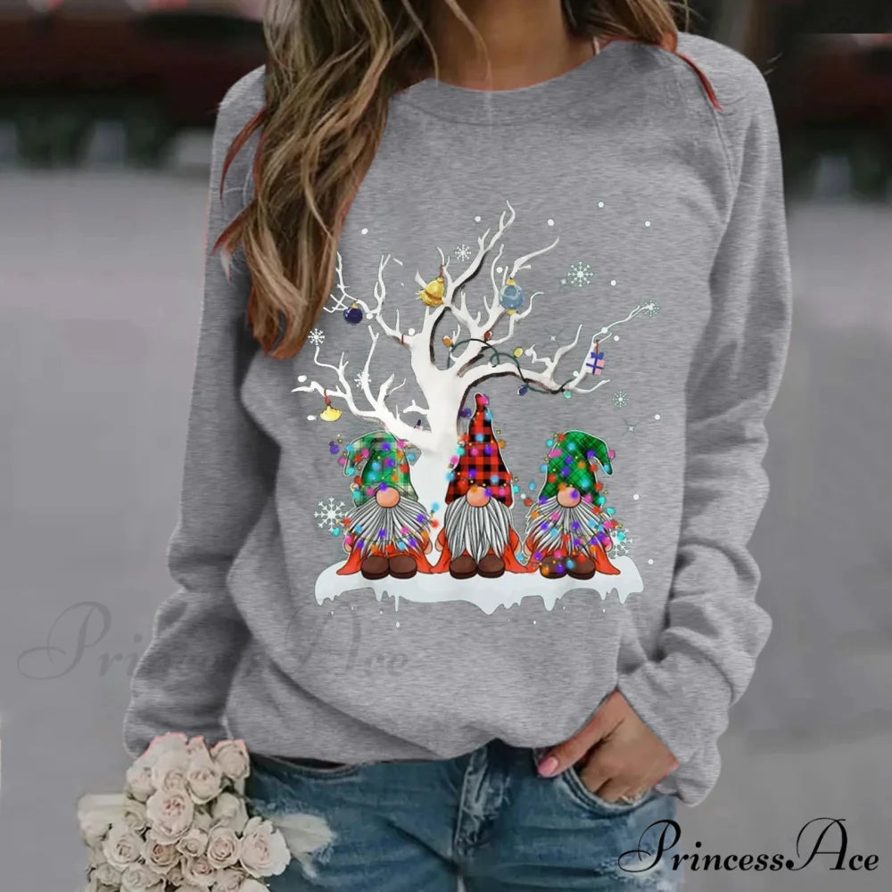 Oversize Workout Ugly Xmas Long Sleeve Christmas Hoodie Grey / S Christmas Hoodies-L