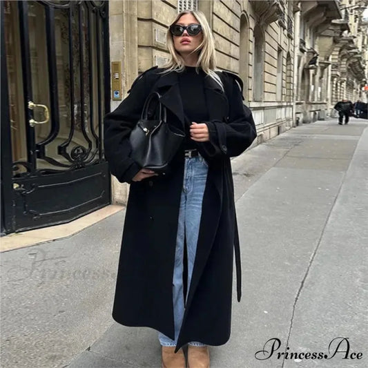 Oversized Belted Double-Breasted Overcoat overcoats-241228