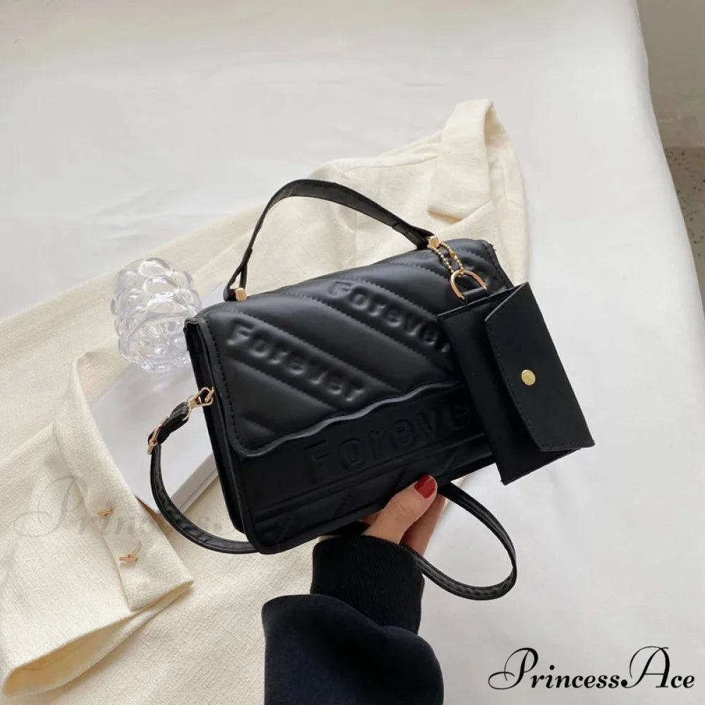 Padded Faux Leather Petite Crossbody Purse Black handbag-250126