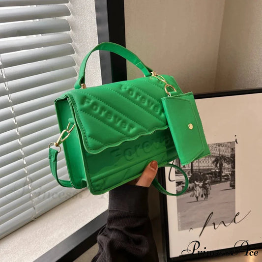 Padded Faux Leather Petite Crossbody Purse Green handbag-250126