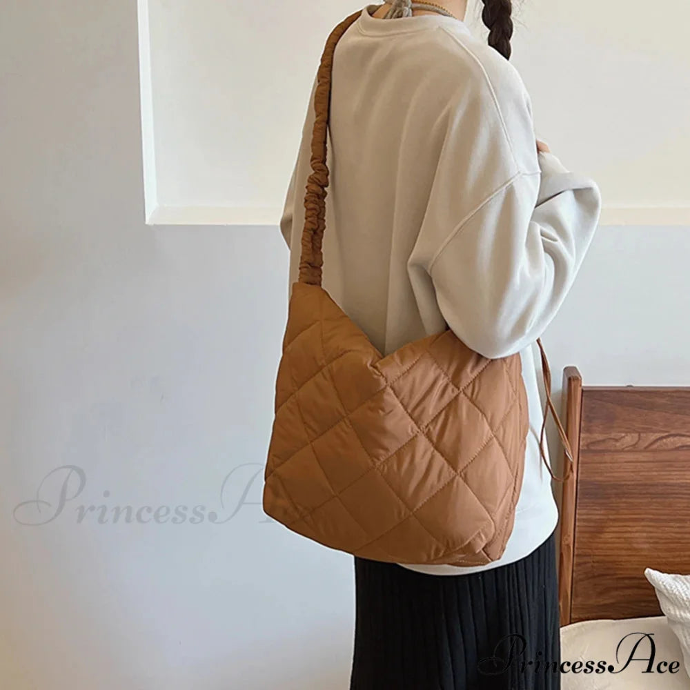 Padded Puffer Tote Shoulder Bag for Women shoulder-250126