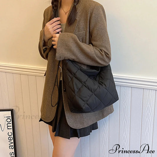 Padded Puffer Tote Shoulder Bag for Women shoulder-250126