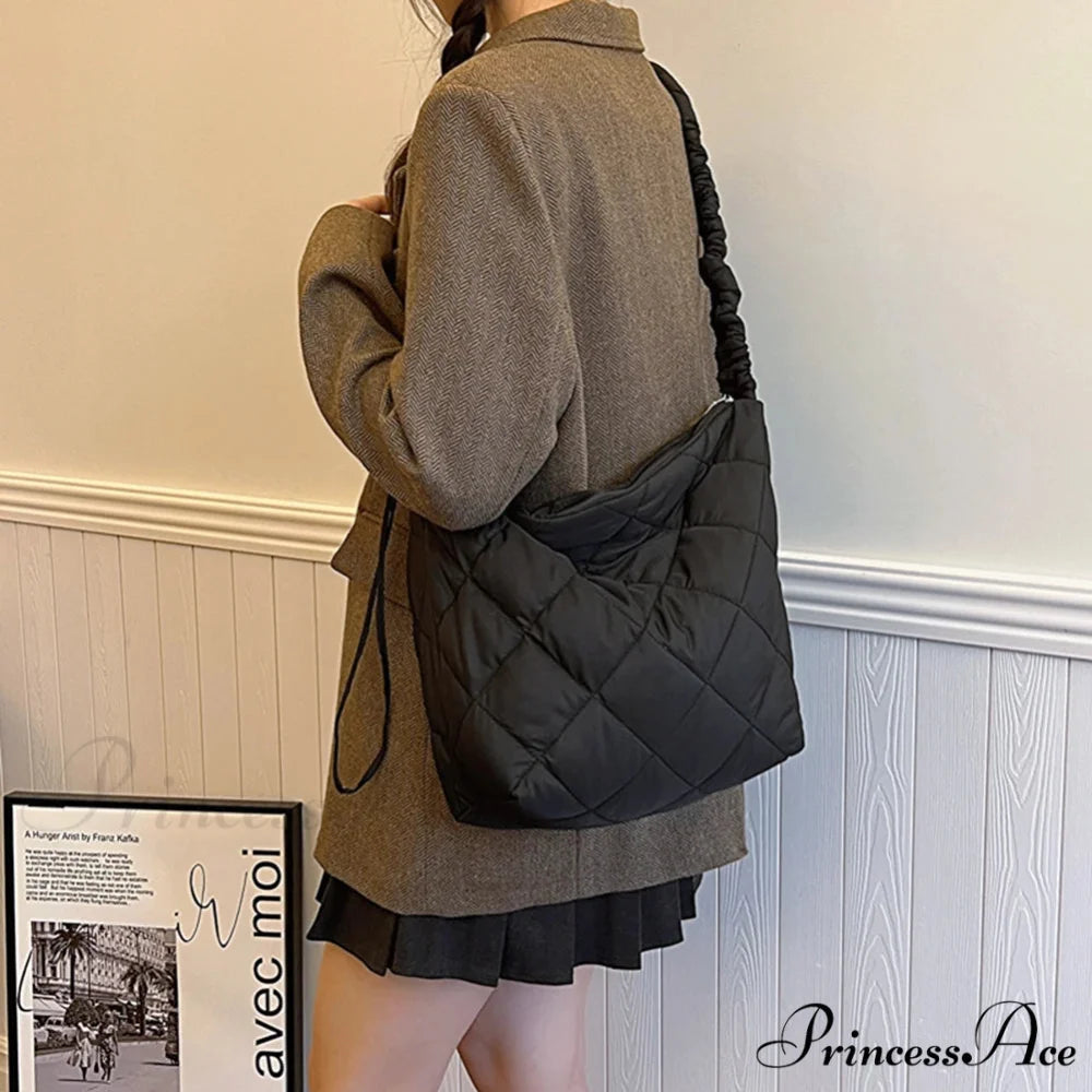 Padded Puffer Tote Shoulder Bag for Women shoulder-250126