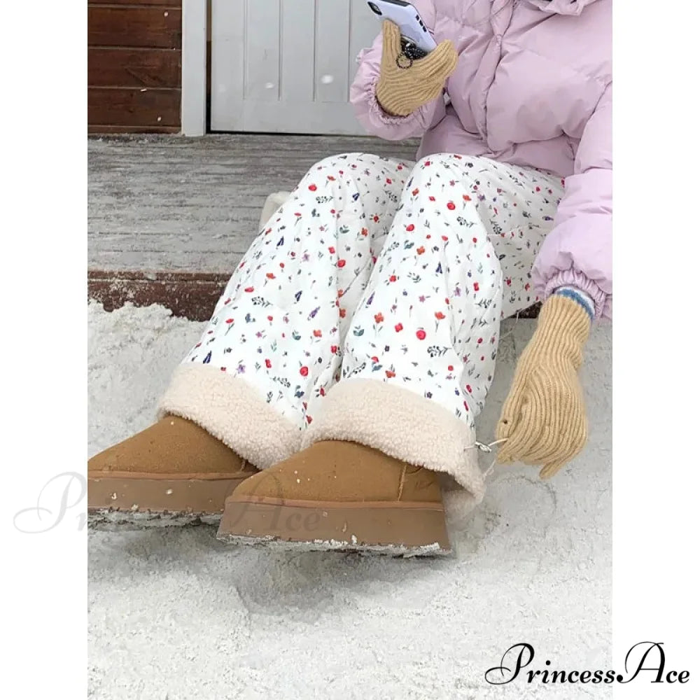 Padded Soft Winter Trousers 2000s Trousers pants-241228