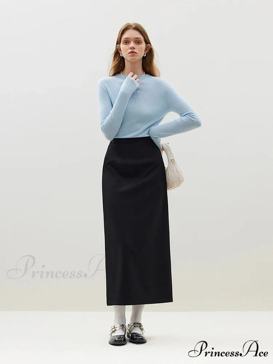 Partial High-necked Cozy Mild Pleasant Relaxed Jumper SKY BLUE / S swraters-241228