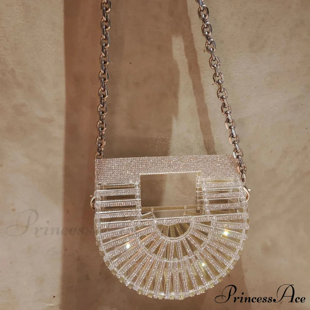 Partial Lunar Rhinestone Sparkle Basket Clutch Bag for Women clutchbag-250126
