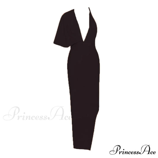 Party Club Neck Backless Orange Black Side Women Trends Long Gown Fashion Evening V Vestidos Gown Draped Split Bandage