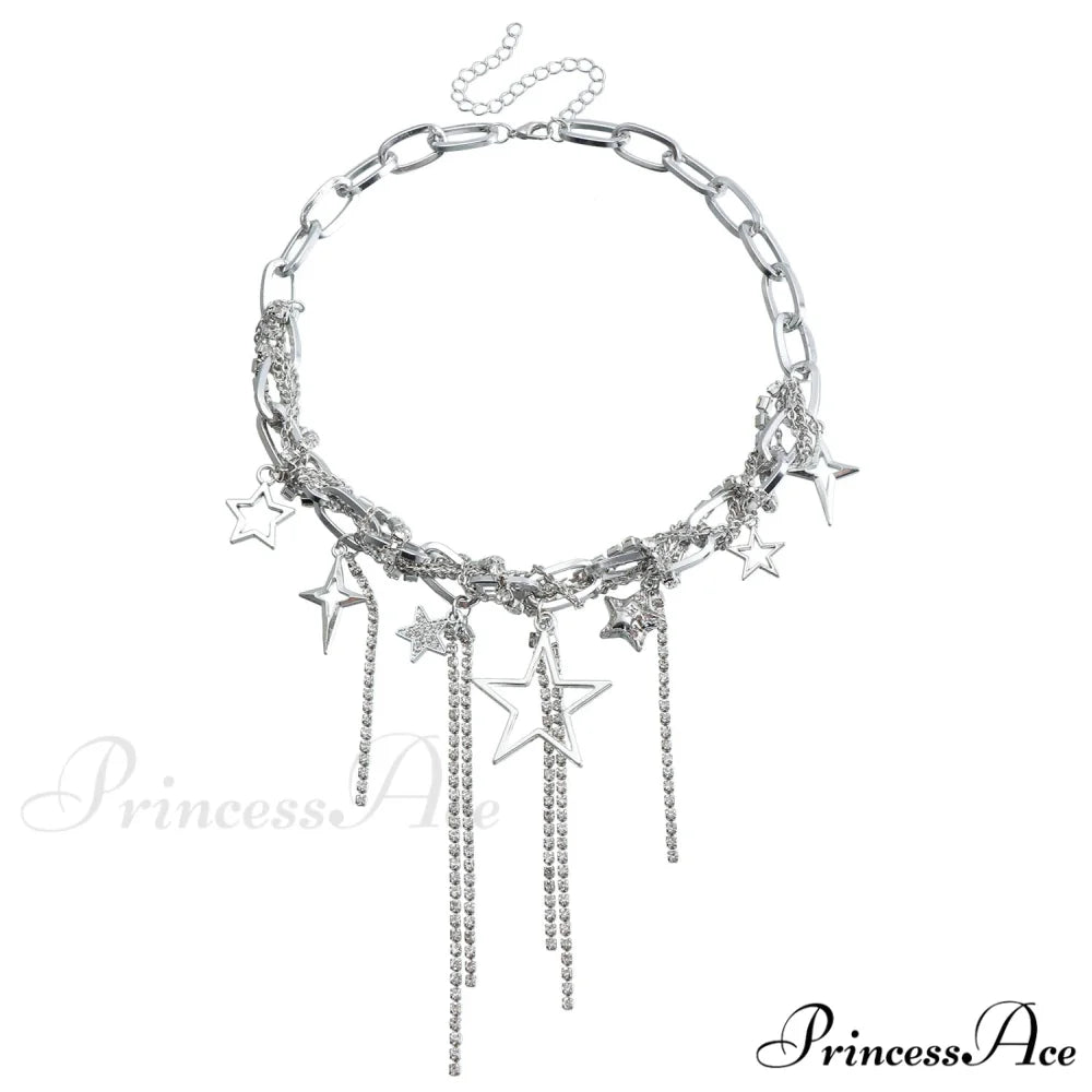 Party Lady Custom Sparkling Diamond Necklace STEEL