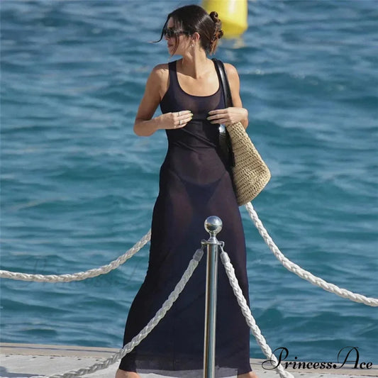 Patchwork Shoulder Bodycon Maxi Dress BLACK / S